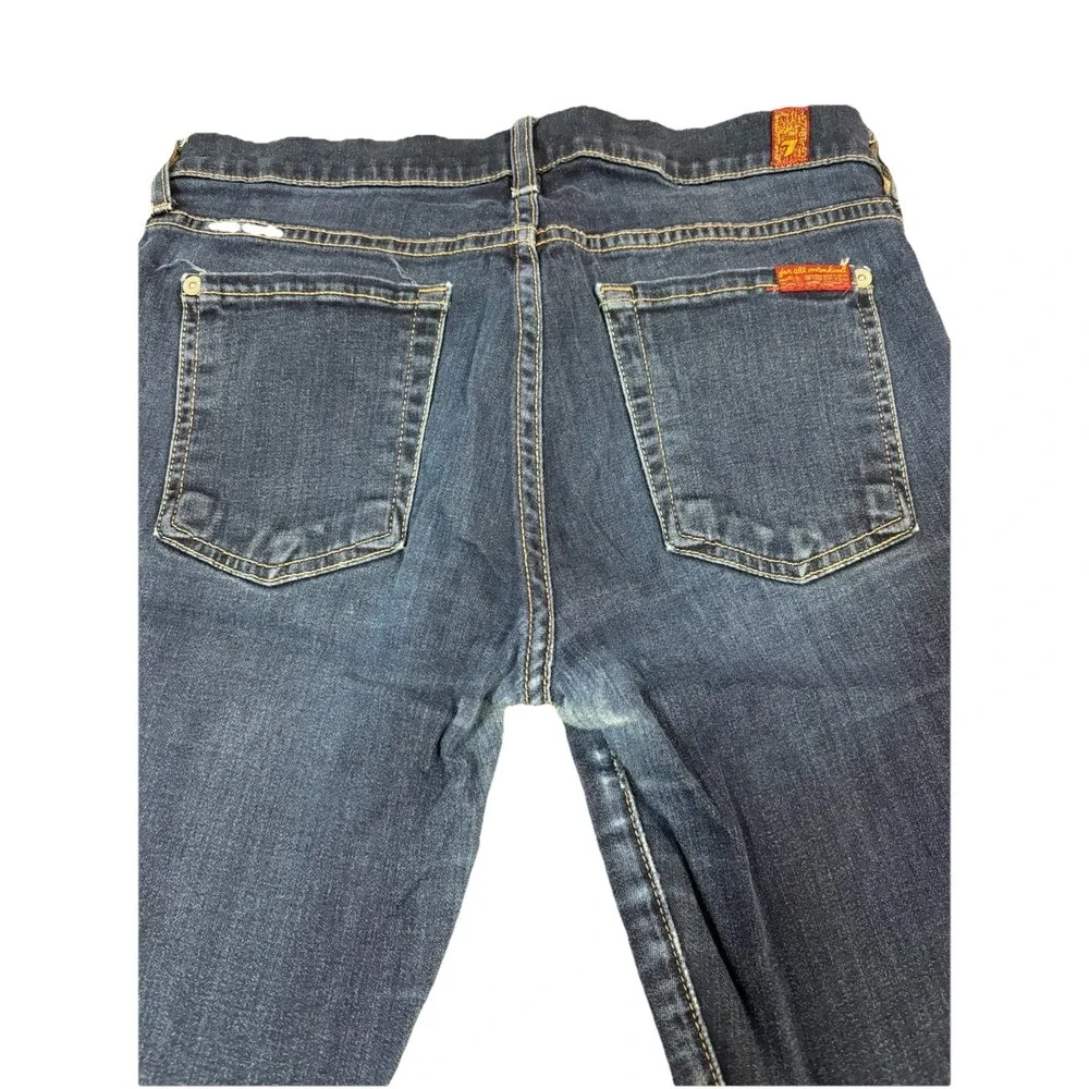 7 For‎ All Mankind Dark Wash Stretch Mid Rise The Skinny Denim Jeans sz 28 - Picture 4 of 11
